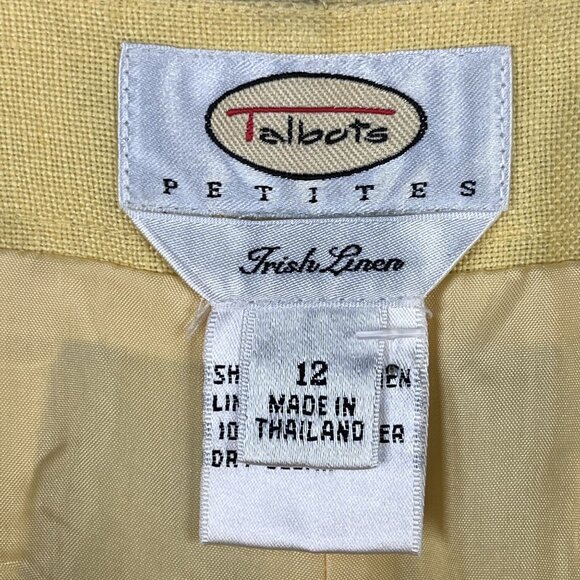 Talbots Womens Butter Yellow 100% Irish Linen Pants Sz 12 - Picture 4 of 7